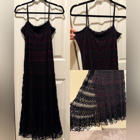 Studio M Vintage Y2K Lace Metallic Midi Grunge Fairy Whimsigoth Dress,M - Picture 1 of 9